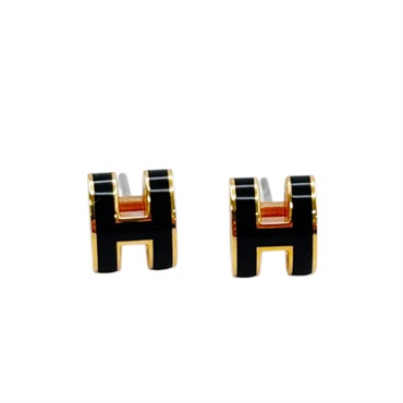 Mini Pop H 針式耳環 黒色 鍍玫瑰金 H608002FO03