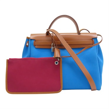 藍色 棕色 帆布 HERBAG ZIP RETOURNE 31 兩用包 Y刻