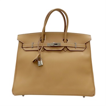 棕色 皮革 Birkin 35 柏金包 手提包 口G刻 銀扣