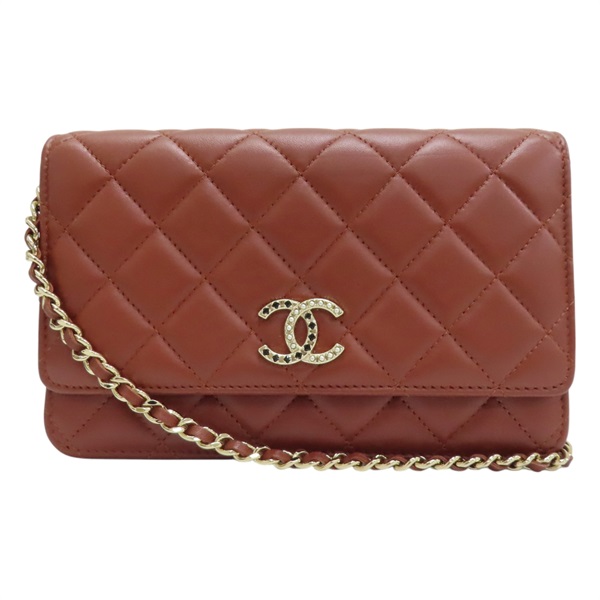 【再降價】棕色 菱格紋 羊皮 WOC 鍊帶 肩背包【CHANEL 香奈兒】