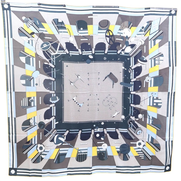 【再降價】黃/綠/藍色 羊毛 圍巾 140X140【HERMES 愛馬仕】