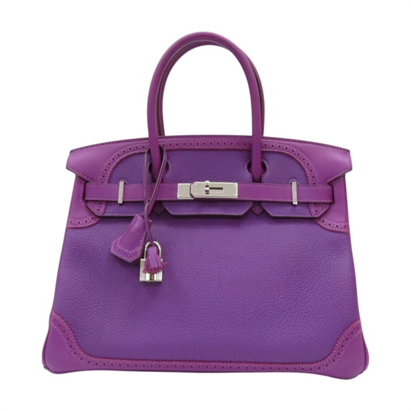 紫色 Swift/Togo皮革 Ghillies Birkin 30 柏金包 手提包 銀扣 R PI 012 GW