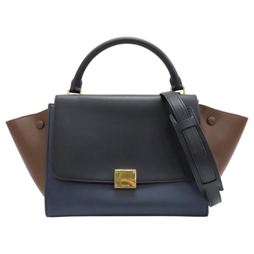 【再降價】黑 藍 咖色 牛皮 Trapeze 兩用包【CELINE 賽琳】