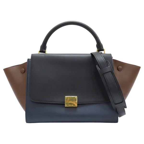 【再降價】黑 藍 咖色 牛皮 Trapeze 兩用包【CELINE 賽琳】