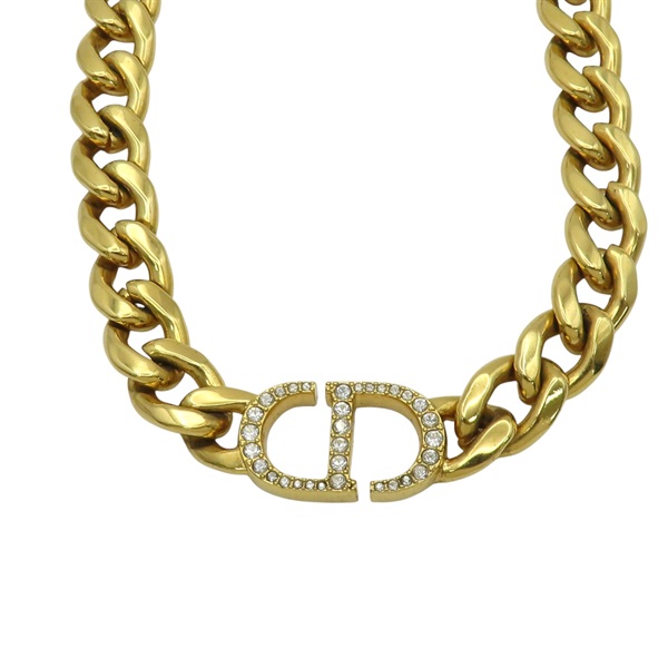 金色 鍍金屬 CD水鑽 項鍊【Dior 迪奧】