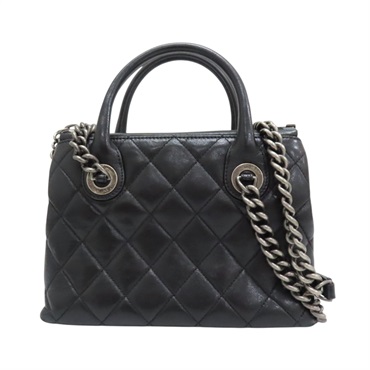 【再降價】黑色 菱格紋牛皮 兩用包 無卡【CHANEL 香奈兒】