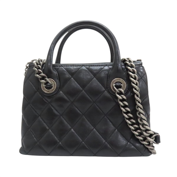 【再降價】黑色 菱格紋牛皮 兩用包 無卡【CHANEL 香奈兒】