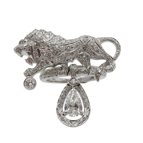18K白金 鑽石 獅子造型 戒指【JEWELRY 無品牌珠寶】 Diamond 12.4g