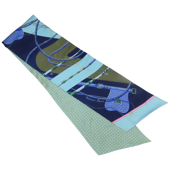 【再降價】藍色 絲綢 Clic Clac a Pois Maxi Twilly 絲巾【HERMES 愛馬仕】【HERMES 愛馬仕】