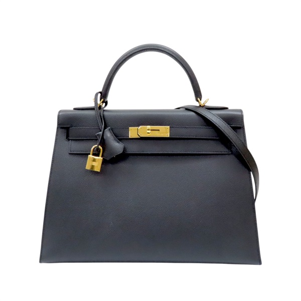 黑色 Epsom牛皮 Kelly 32 凱莉包 兩用包 A刻 金扣