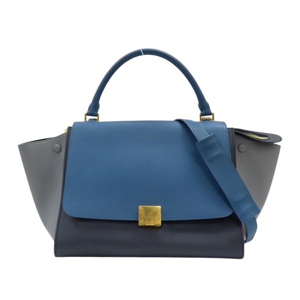 【再降價】藍/灰色 牛皮 Trapeze 兩用包【CELINE 賽琳】