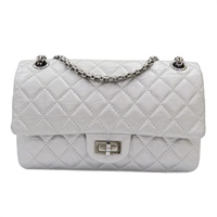 銀色 菱格紋 牛皮 2.55 鍊帶 肩背包 A37586