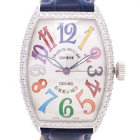 【再降價】白色錶盤 18K白金 鑽框 皮帶 Cintree Curvex 腕錶【FRANCK MULLER 法穆蘭】 5850SCD