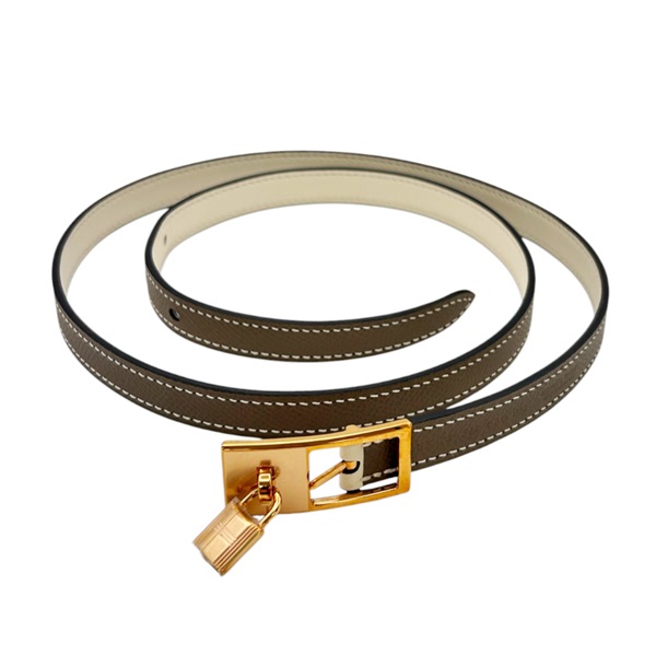 【再降價】Lucky 15 皮革 腰帶 皮帶 大象灰色 鍍玫瑰金【HERMES 愛馬仕】 U PM 060 PM