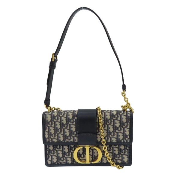 藍色 緹花帆布 牛皮 30 Montaigne 肩背包