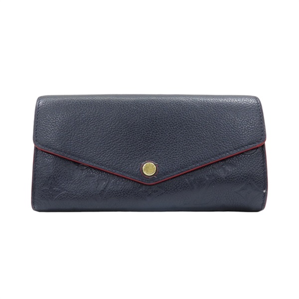 藍色 原花 牛皮壓紋 扣式 長夾 M62125