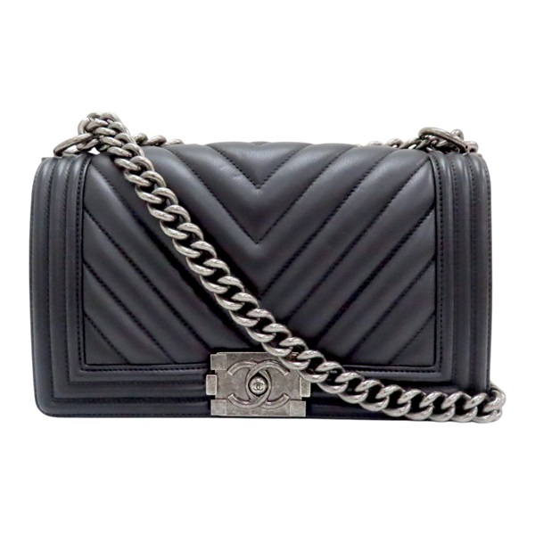 黑色 羊皮 Boy25 鍊帶 肩背包 A67086