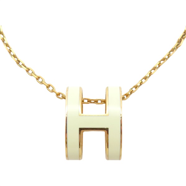 白色漆面 金色鍍金 POP H 項鏈【HERMES 愛馬仕】