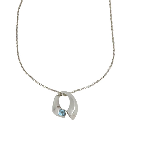 925純銀 藍色托帕石 項鍊【GUCCI 古馳】