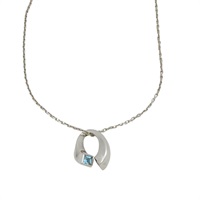 925純銀 藍色托帕石 項鍊【GUCCI 古馳】