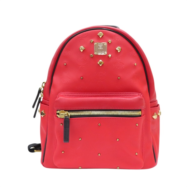 紅色 帆布 牛皮 後背包