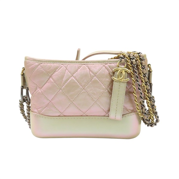 金屬粉皮革 Gabrielle 小號 鍊帶肩背包