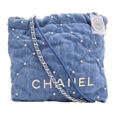 藍色 單寧 鍊帶 mini 22 肩背包