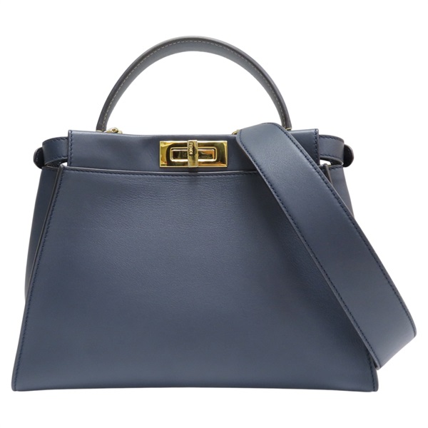 藍色 皮革 Peekaboo 兩用包 8BH290【FENDI 芬迪】 8BH290