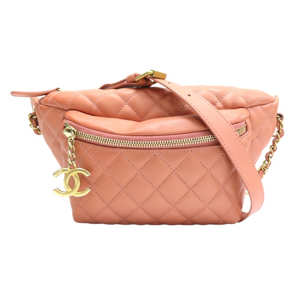 粉色 羊皮 腰包 AS1272