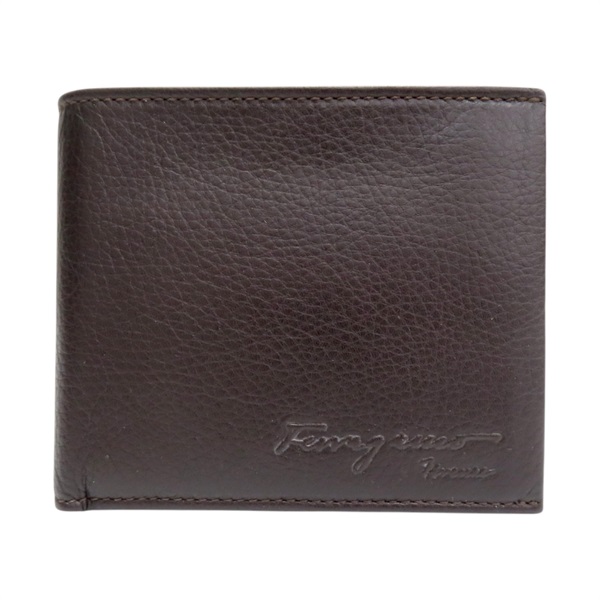 棕色 牛皮 雙折 短夾 皮夾