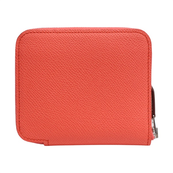 橘色 Epsom 皮革 Silk'In Compact 拉鍊 短夾