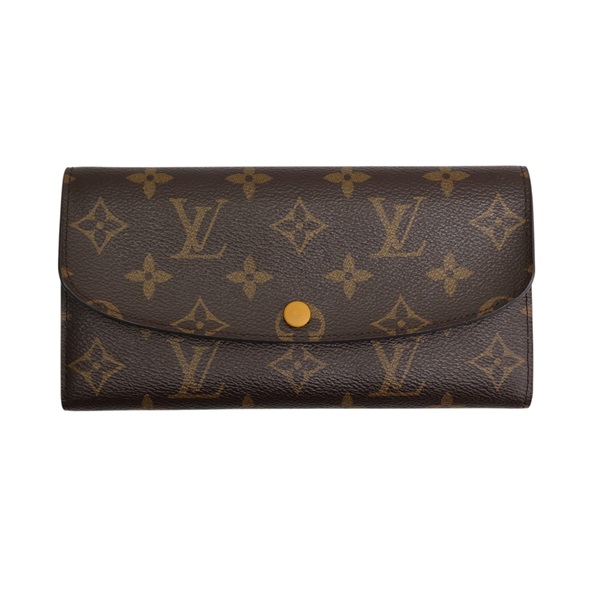 棕色 黃色 PVC塗層帆布 EMILIE 扣式長夾 M60698