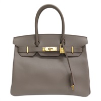 錫器灰 皮革 Birkin30 手提包 Z MS 007 BP