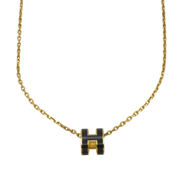 黑色漆面 金色鍍金 Mini Pop H 項鍊【HERMES 愛馬仕】 H147992F