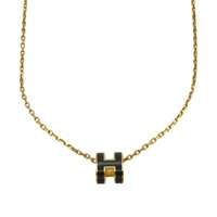 黑色漆面 金色鍍金 Mini Pop H 項鍊【HERMES 愛馬仕】 H147992F