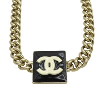 黑色 金屬 COCO 琺瑯方形頸鍊【CHANEL 香奈兒】