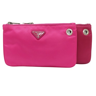 粉色 尼龍帆布 手拿包