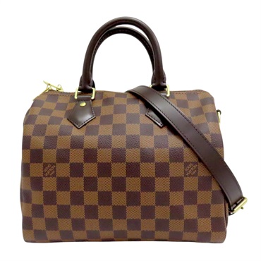 棕色 棋盤格 帆布 Speedy Bandouliere 25 兩用包 無鑰匙 N40575