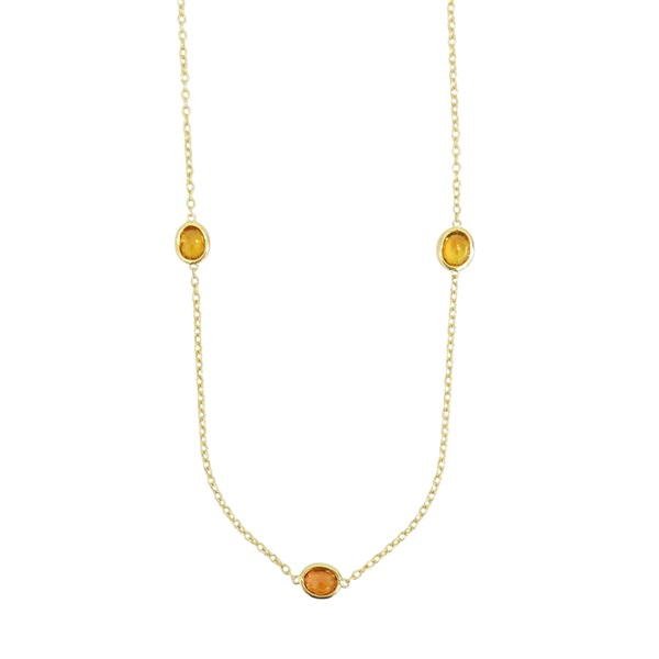 14K 黃金 黃色寶石 長項鍊 Citrine 13.6g