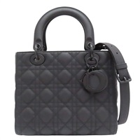 黑色 藤格紋 小牛皮 Lady Dior Ultramatte 两用包