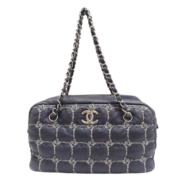 藍灰色 牛皮 鍊帶 肩背包 銀扣