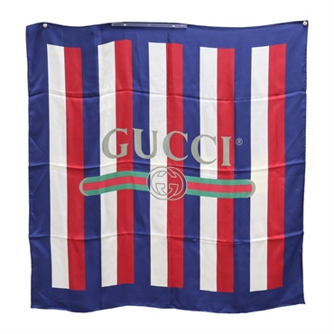 藍/紅/白色 絲綢 The Baiadera 絲巾 方巾【GUCCI 古馳】
