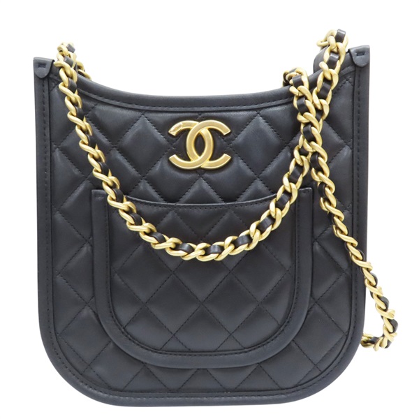 黑色 菱格紋 牛皮 Hobo 肩背包 金扣【CHANEL 香奈兒】 AS4532