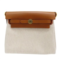 米色 帆布 Herbag Zip 20 肩背包 W刻 金扣【HERMES 愛馬仕】