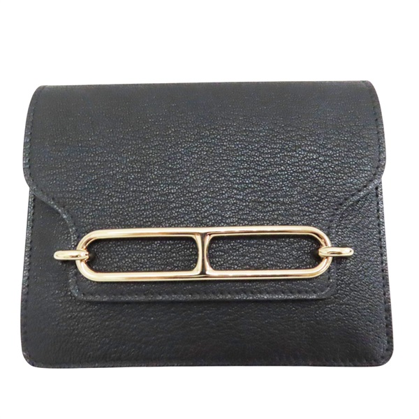 黑色 山羊皮 Roulis Slim 腰包 B刻 金扣