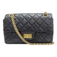 黑色 菱格紋 皮革 2.55 鍊帶 肩背包