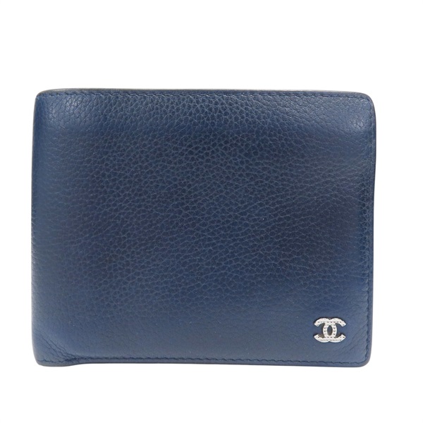 藍色 牛皮 短夾