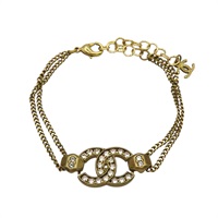 金色 雙C水鑽 雙鍊手鍊【CHANEL 香奈兒】