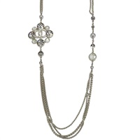 格紋水鑽 雙C 雙鍊 長項鍊