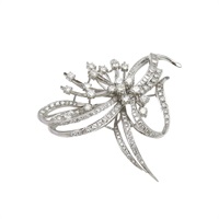 14K白金 緞帶鑽石 胸針 鑽石 25.2g